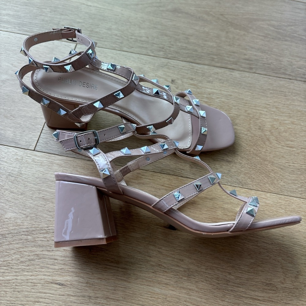 Public Desire Tan Studded Sandal Heel